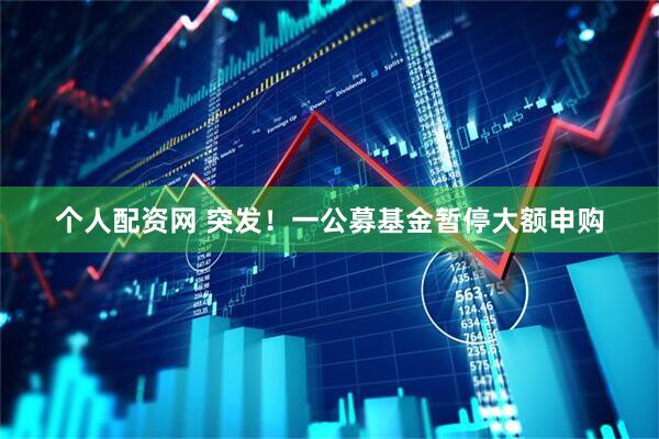 个人配资网 突发！一公募基金暂停大额申购